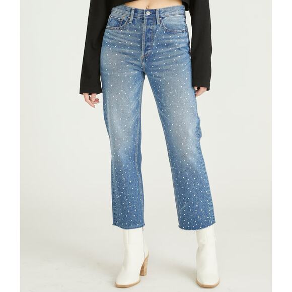 Driftwood Royce After Party Rhinestone Embellished Cropped Stretch Jeans Size 26 - Picture 1 of 12